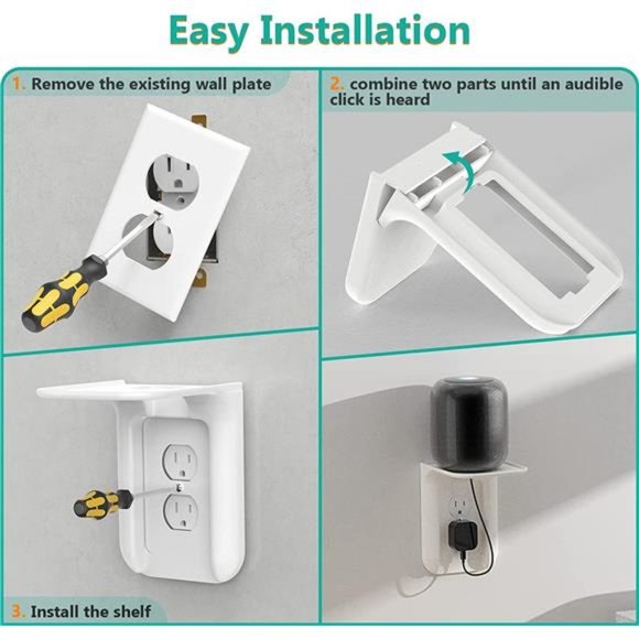 Outlet Shelf Wall Holder, Standard Vertical Duplex Decorative Outlet Space Saver - Picture 4 of 6